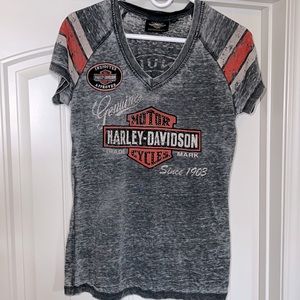 Harley Davidson distressed rhinestones Tee